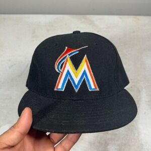 Miami Marlins MLB New Era 59Fifty Hat Black Fitted 7 1/4 Cap Hat